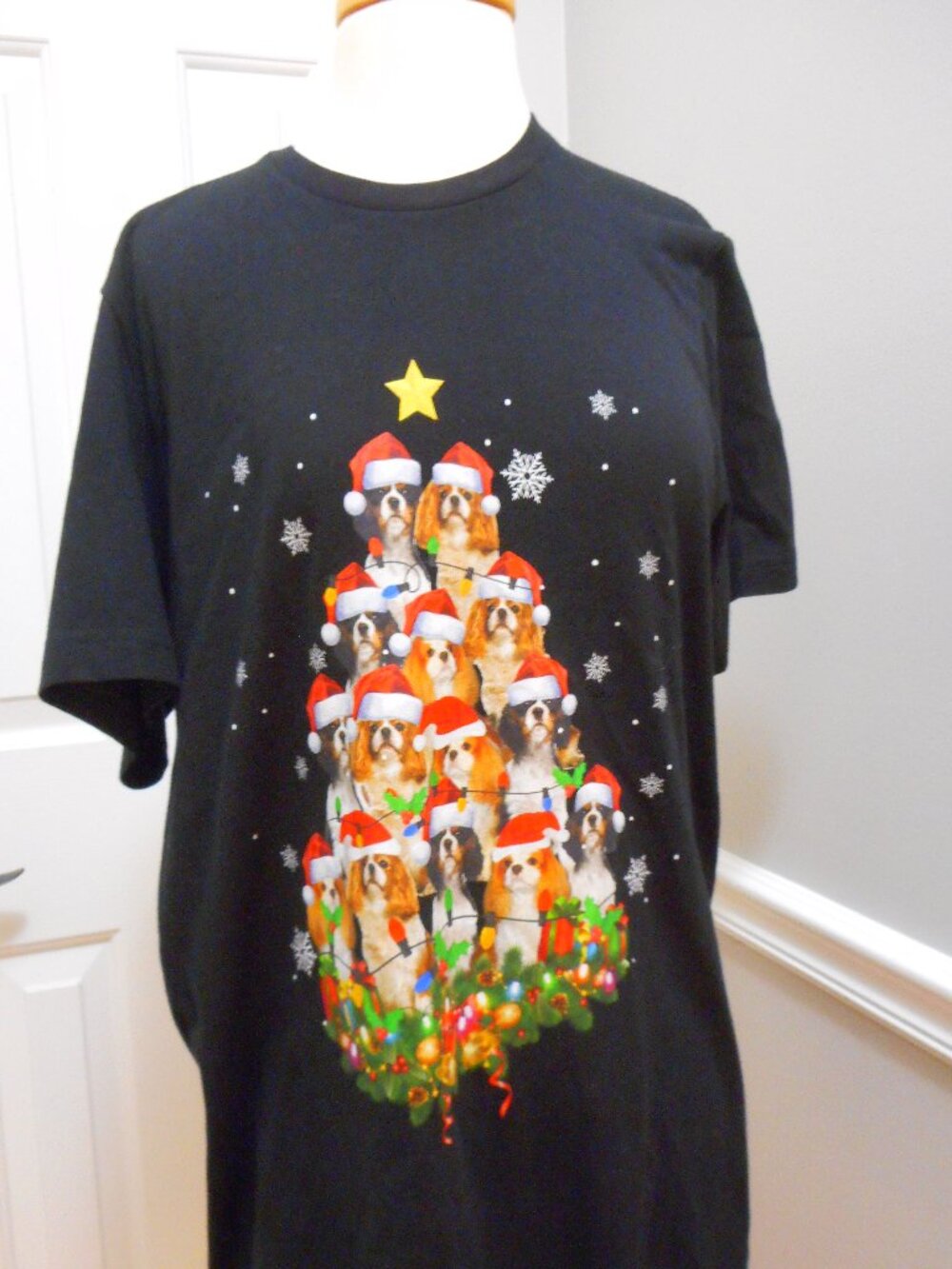 Christmas Spaniels Tshirt Unisex sz L 100% Cotton